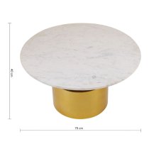 Mekbuda Round White Marble Top Coffee Table With Gold Base