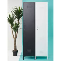 Rumi Tall Metal Locker Storage Cabinet With 1 Door In White