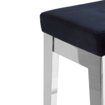 Fafnir Black Velvet Bar Stool With Silver Stainless Steel Legs