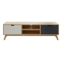 Inaja Wooden TV Stand With 2 Doors In Two Tone And Natural