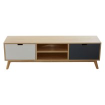 Inaja Wooden TV Stand With 2 Doors In Two Tone And Natural