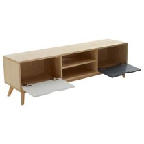 Inaja Wooden TV Stand With 2 Doors In Two Tone And Natural