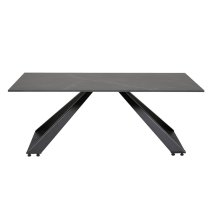 Iker Grey Stone Coffee Table With Black Metal Base