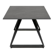 Iker Grey Stone Coffee Table With Black Metal Base