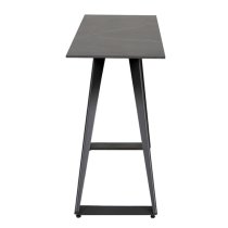 Iker Grey Stone Console Table With Black Metal Base