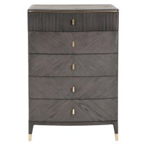 Dileta Wooden Chest Of 5 Drawers In Ebony