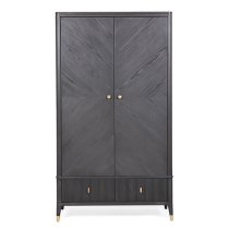 Dileta Wooden Wardrobe With 2 Doors And 2 Drawers In Ebony