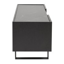 Iker Wooden TV Stand With Grey Stone Top In Black