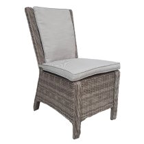 Abobo High Back Armless Fine Grey Fabric Dining Chair In Pair