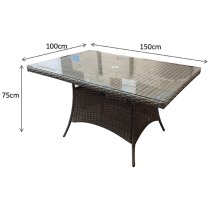 Fetsa Outdoor Rectangular 150cm Dining Table In Brown Weave