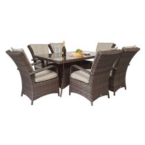 Fetsa Outdoor Rectangular 150cm Dining Table In Brown Weave