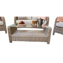 Abobo High Back Lounge Set With Coffee Table In Fine Grey