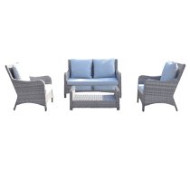 Abobo High Back Lounge Set With Coffee Table In Fine Grey