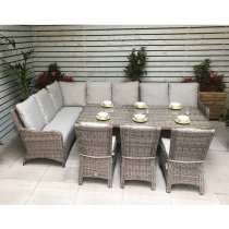 Abobo High Back Corner Large Lounge Dining Set In Fine Grey