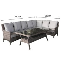 Abobo High Back Corner Large Lounge Dining Set In Fine Grey