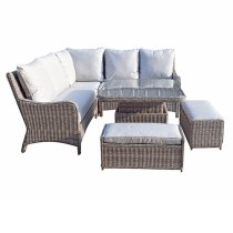 Abobo Corner Lounge Dining Set With 2 Benches In Fine Grey