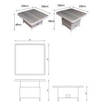 Abobo Corner Lounge Dining Set With 2 Benches In Fine Grey