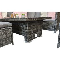 Caxias Corner Lounge Sofa Set With Liftup Dining Table In Grey