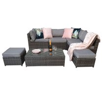 Cordoba Modular Lounge Sofa Set In Mixed Flat Grey Weave