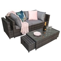 Cordoba Modular Lounge Sofa Set In Mixed Flat Grey Weave