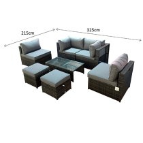 Cordoba Modular Lounge Sofa Set In Mixed Flat Grey Weave