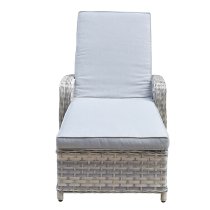 Chenja Sun Lounger With Arms In Silver Grey Wicker