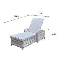 Chenja Sun Lounger With Arms In Silver Grey Wicker