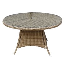 Derya Glass Top 180cm Wicker Dining Table In Natural