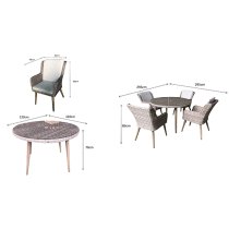 Deven Outdoor Round Dining Table With 4 Chairs In Fine Grey