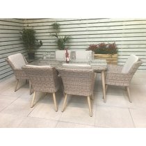 Deven Outdoor Rectangular Dining Table With 6 Chairs In Fine Grey