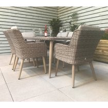 Deven Outdoor Rectangular Dining Table With 6 Chairs In Fine Grey