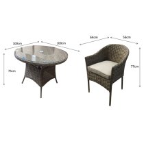 Derya Glass Top 100cm Dining Table With 4 Stacking Chairs