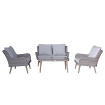 Deven Outdoor Wicker 4 Seater Lounge Set In Fine Grey