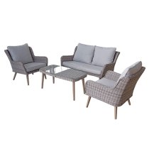 Deven Outdoor Wicker 4 Seater Lounge Set In Fine Grey