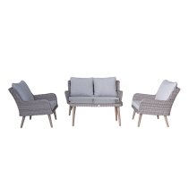 Deven Outdoor Wicker 4 Seater Lounge Set In Fine Grey