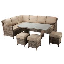 Enola Corner Dining Sofa Ser In Double Half Round Nature Weave