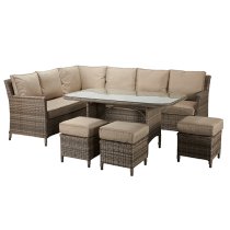 Enola Corner Dining Sofa Ser In Double Half Round Nature Weave