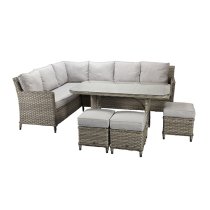 Enola Corner Dining Sofa Set In 3 Wicker Special Grey Weave