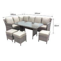 Enola Corner Dining Sofa Set In 3 Wicker Special Grey Weave