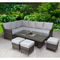 Enola Corner Dining Sofa Set With Lift Table In 3 Wicker Grey