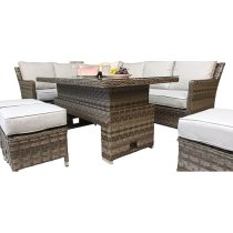 Enola Corner Dining Sofa Set With Lift Table In 3 Wicker Grey