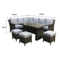 Enola Corner Dining Sofa Set With Lift Table In 3 Wicker Grey