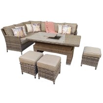 Enola Corner Dining Sofa Set In Double Half Round Weave