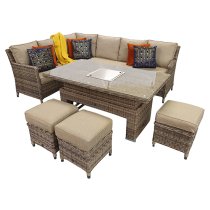 Enola Corner Dining Sofa Set In Double Half Round Weave