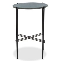 Mania Round Green Marble Top Side Table With Black Frame