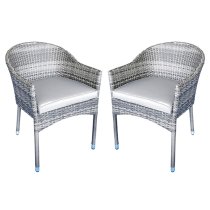 Elysia Mixed Grey Weave Stacking Armchairs In Pair