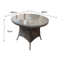 Elysia Round Clear Glass Top 100cm Dining Table In Mixed Grey