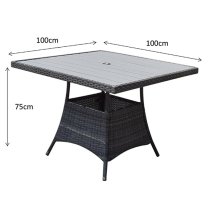 Elysia Square Wooden Top 100cm Dining Table In Mixed Grey