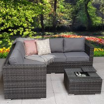 Gitel Corner Lounge Sofa Set With Ice Bucket Table In Grey