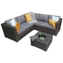 Gitel Corner Lounge Sofa Set With Ice Bucket Table In Grey